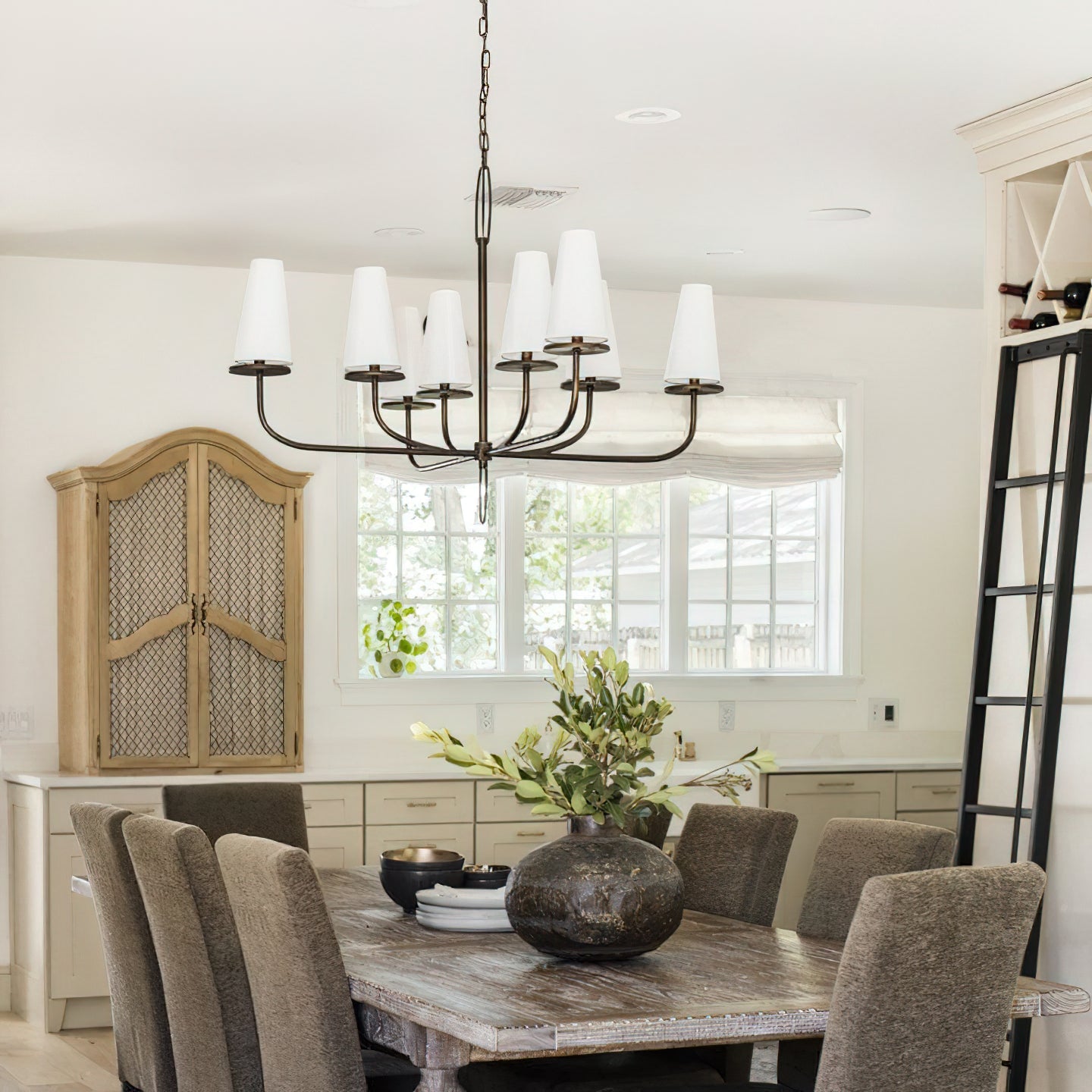 Marcel Chandelier - Modern Tiered Brass & Fabric Shade Pendant