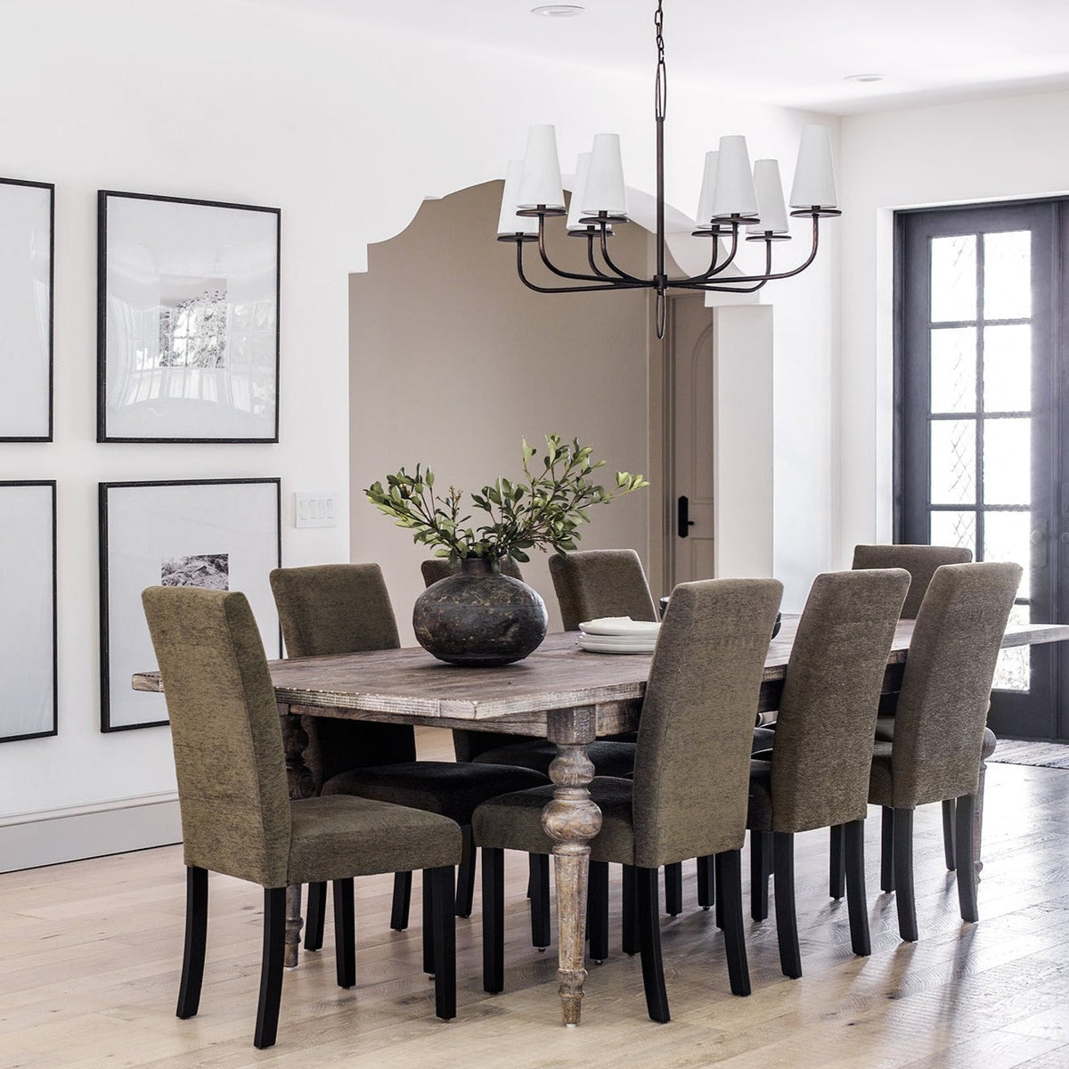 Marcel Chandelier - Modern Tiered Brass & Fabric Shade Pendant