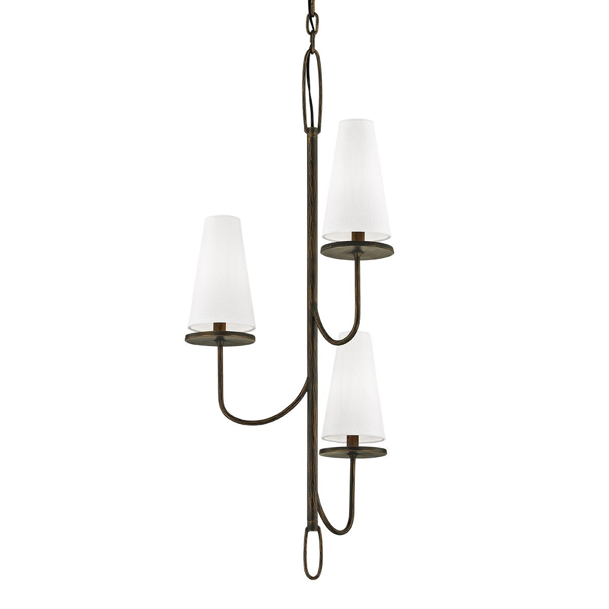 Marcel Chandelier - Modern Tiered Brass & Fabric Shade Pendant