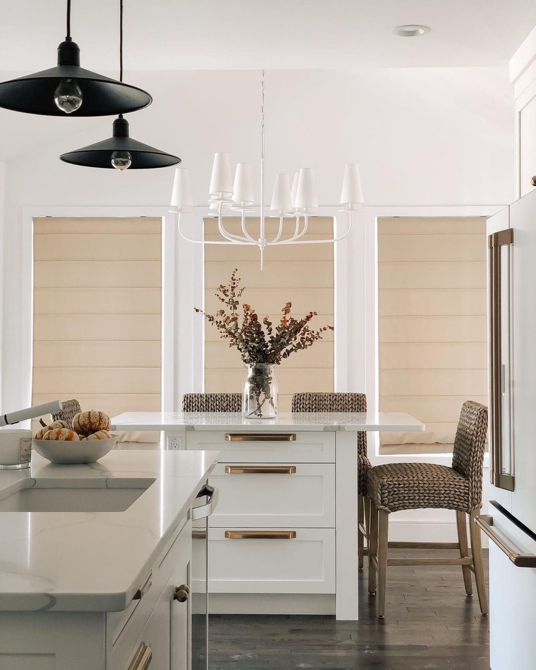 Marcel Chandelier - Modern Tiered Brass & Fabric Shade Pendant