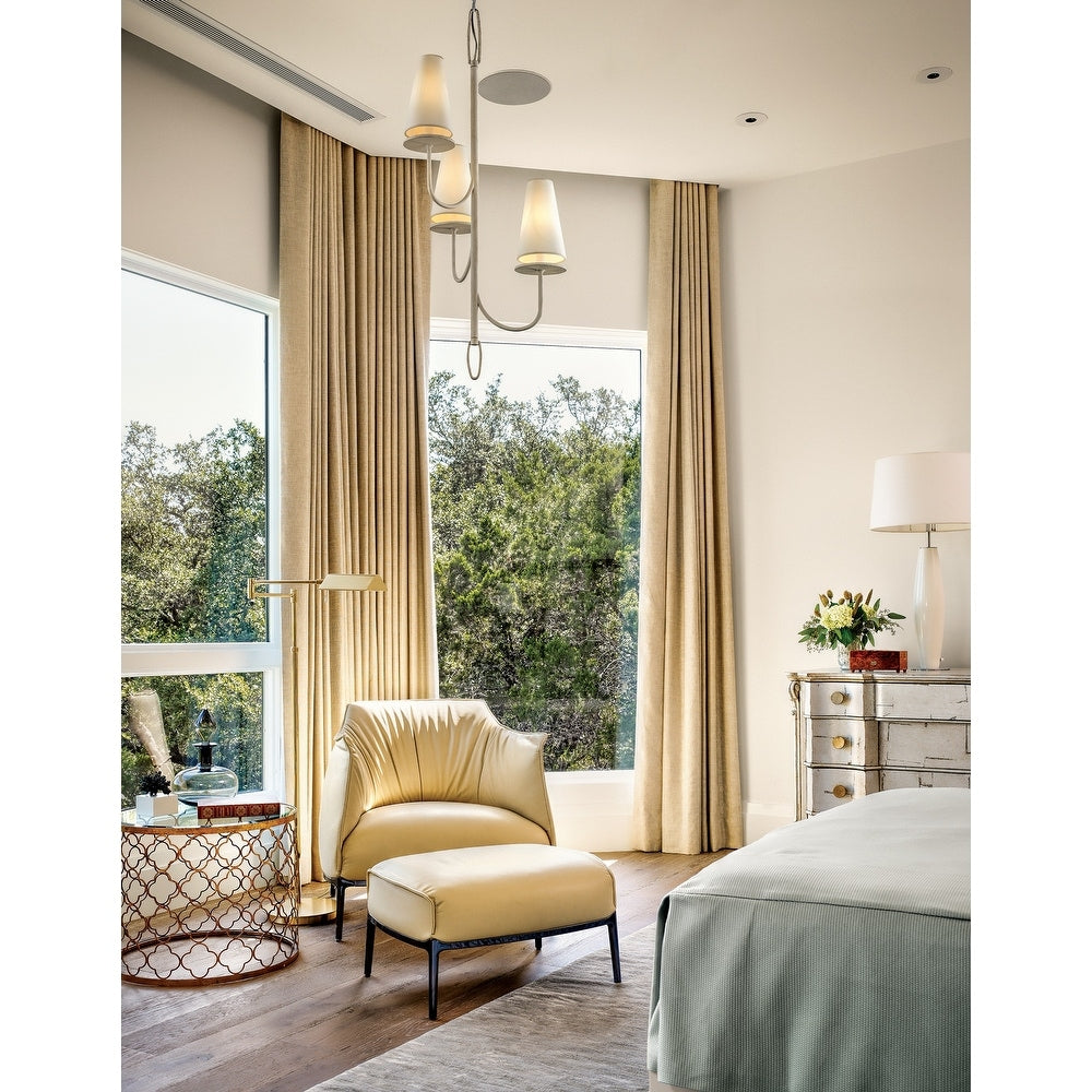 Marcel Chandelier - Modern Tiered Brass & Fabric Shade Pendant
