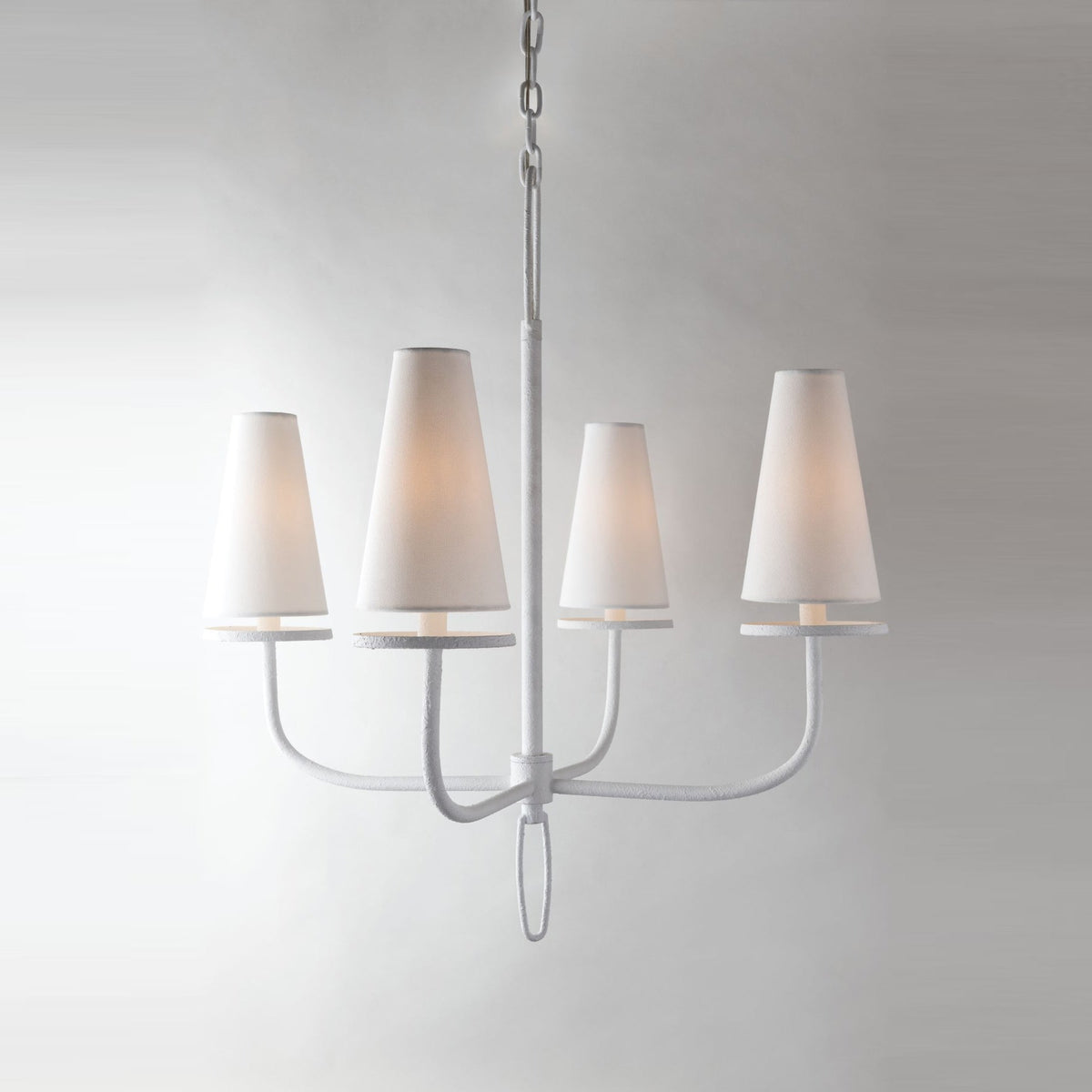 Marcel Chandelier - Modern Tiered Brass & Fabric Shade Pendant
