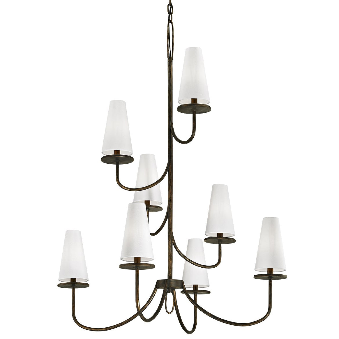 Marcel Chandelier - Modern Tiered Brass & Fabric Shade Pendant
