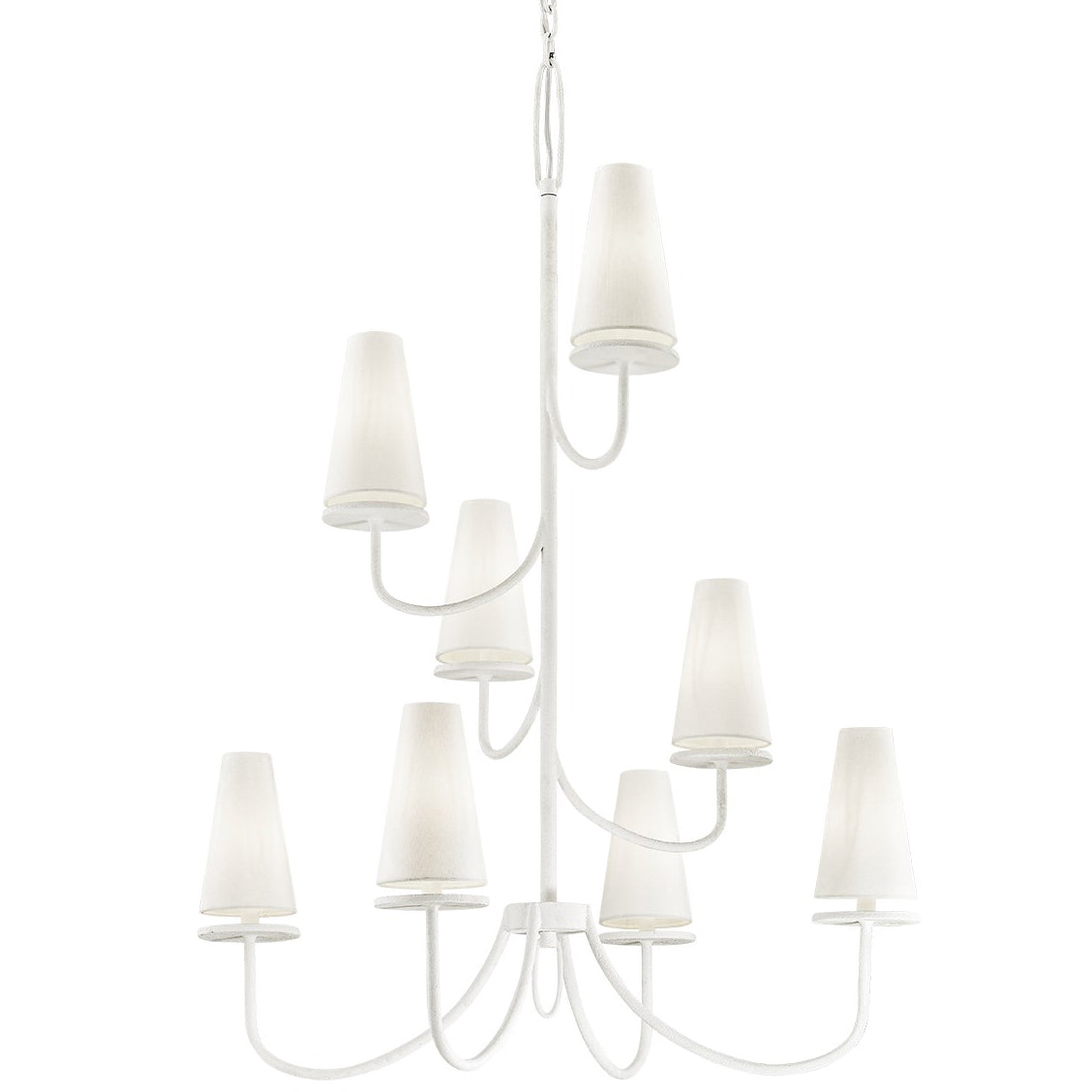 Marcel Chandelier - Modern Tiered Brass & Fabric Shade Pendant