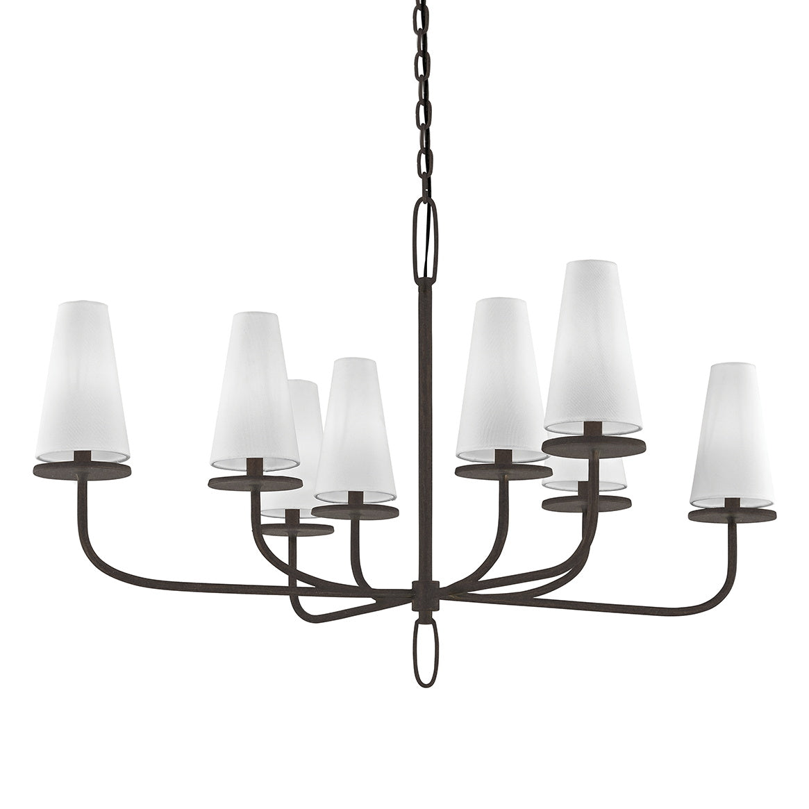 Marcel Chandelier - Modern Tiered Brass & Fabric Shade Pendant