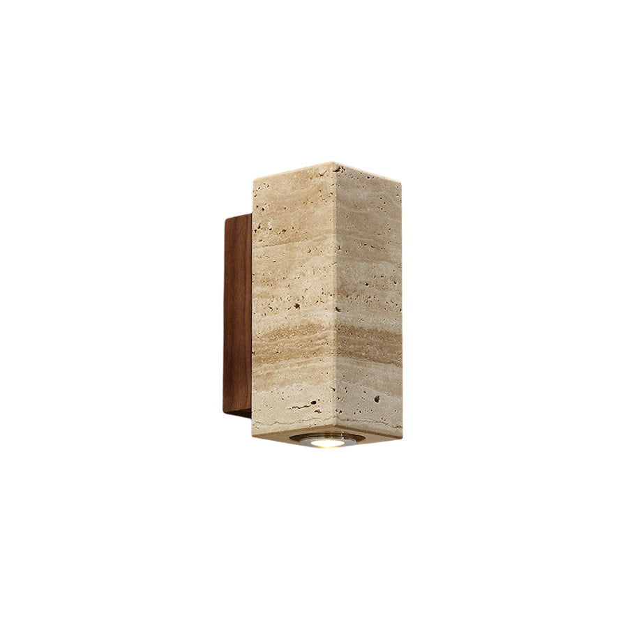 Marec Wall Lamp - Solid Wood & Natural Travertine Sconce