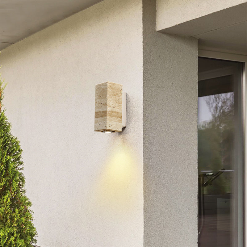 Marec Wall Lamp - Solid Wood & Natural Travertine Sconce