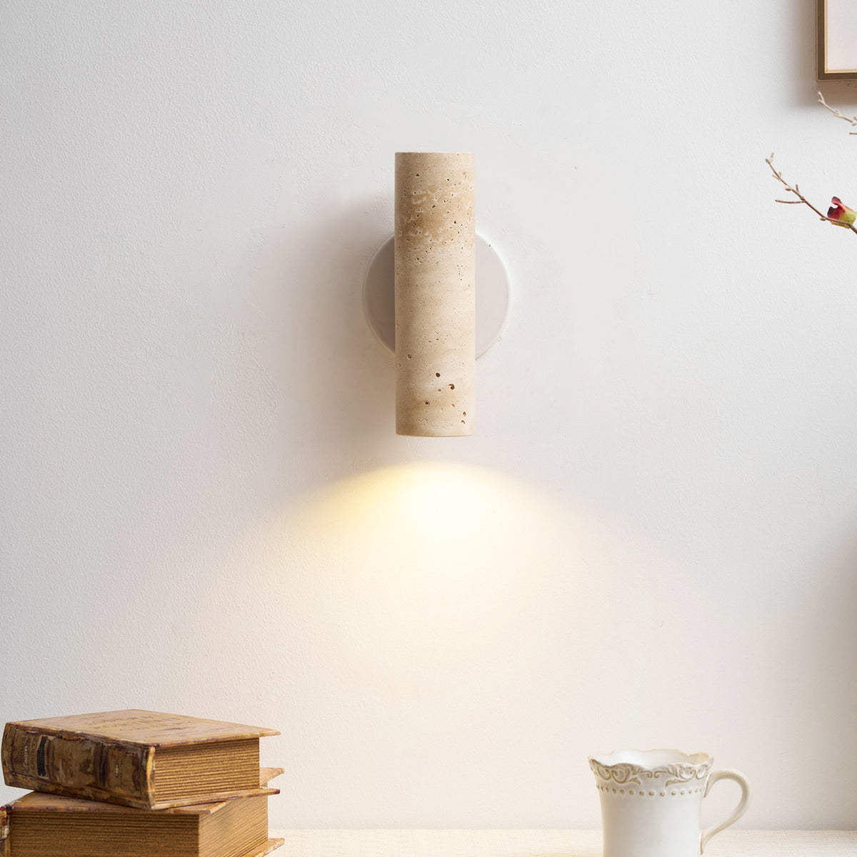 Marec Wall Lamp - Solid Wood & Natural Travertine Sconce