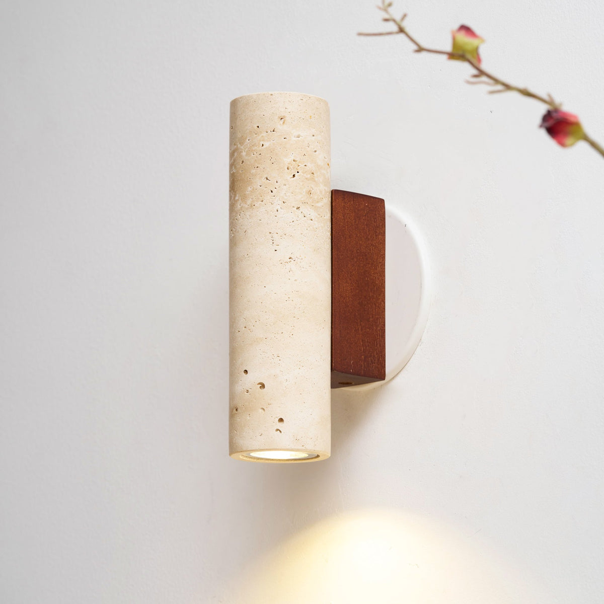 Marec Wall Lamp - Solid Wood & Natural Travertine Sconce