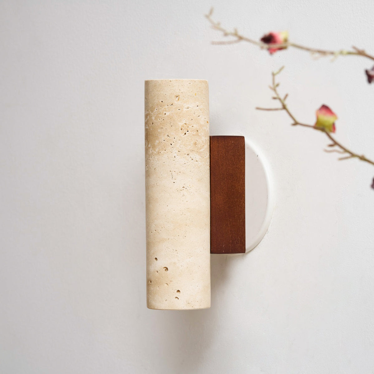 Marec Wall Lamp - Solid Wood & Natural Travertine Sconce