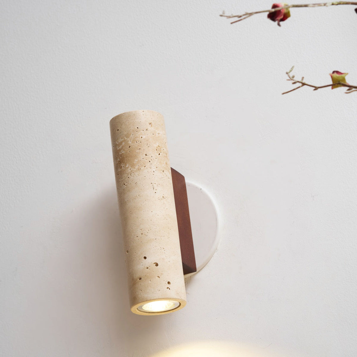 Marec Wall Lamp - Solid Wood & Natural Travertine Sconce