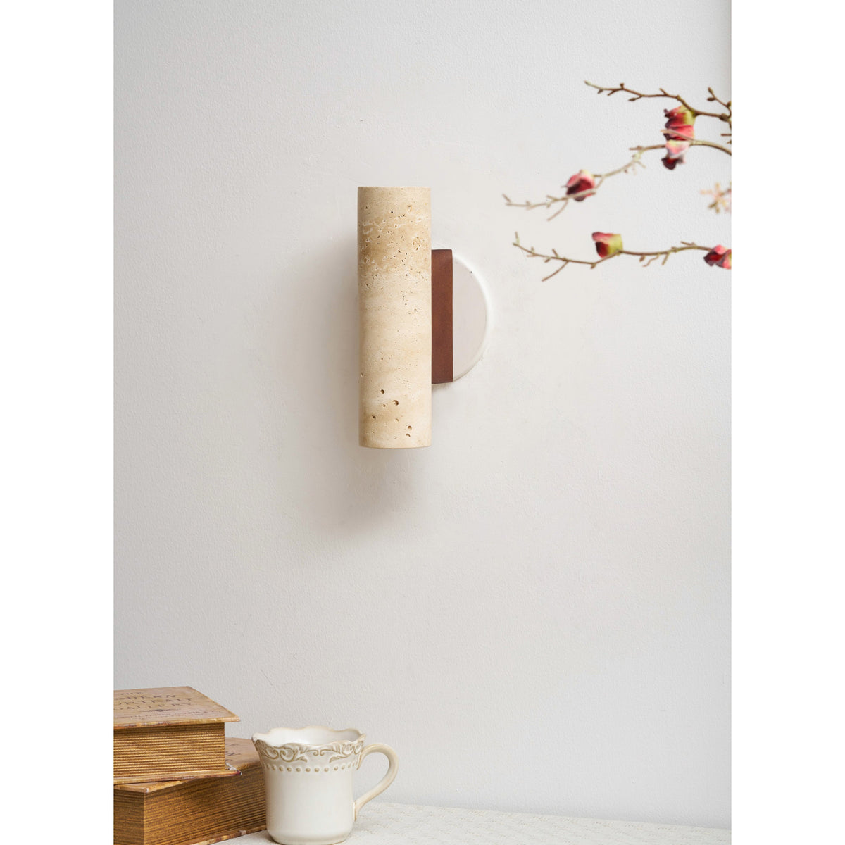 Marec Wall Lamp - Solid Wood & Natural Travertine Sconce