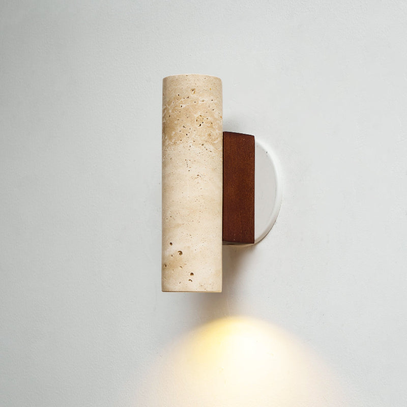 Marec Wall Lamp - Solid Wood & Natural Travertine Sconce