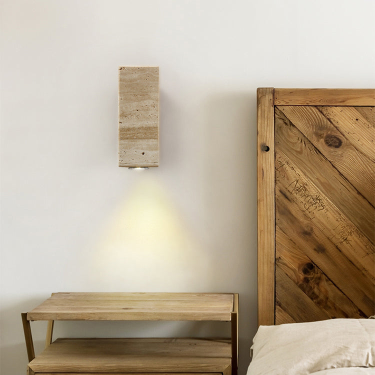 Marec Wall Lamp - Solid Wood & Natural Travertine Sconce