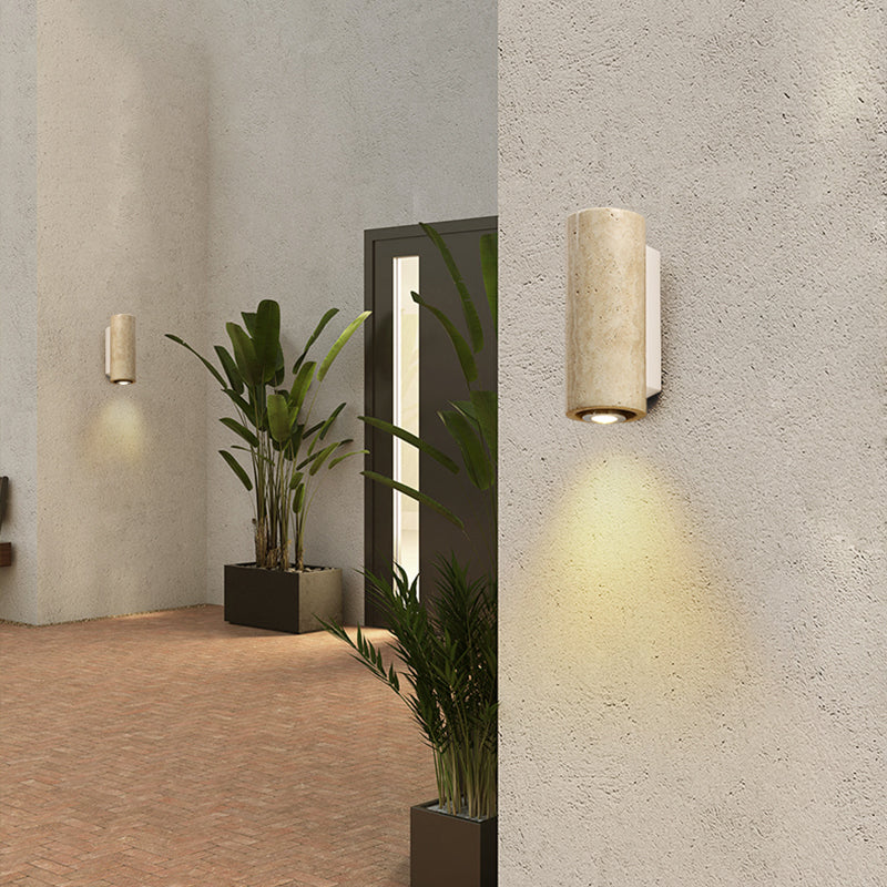 Marec Wall Lamp - Solid Wood & Natural Travertine Sconce