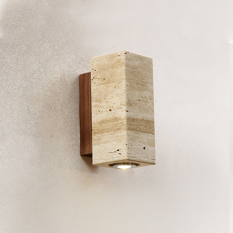 Marec Wall Lamp - Solid Wood & Natural Travertine Sconce