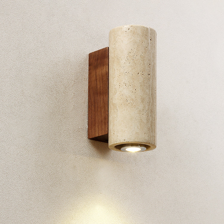 Marec Wall Lamp - Solid Wood & Natural Travertine Sconce