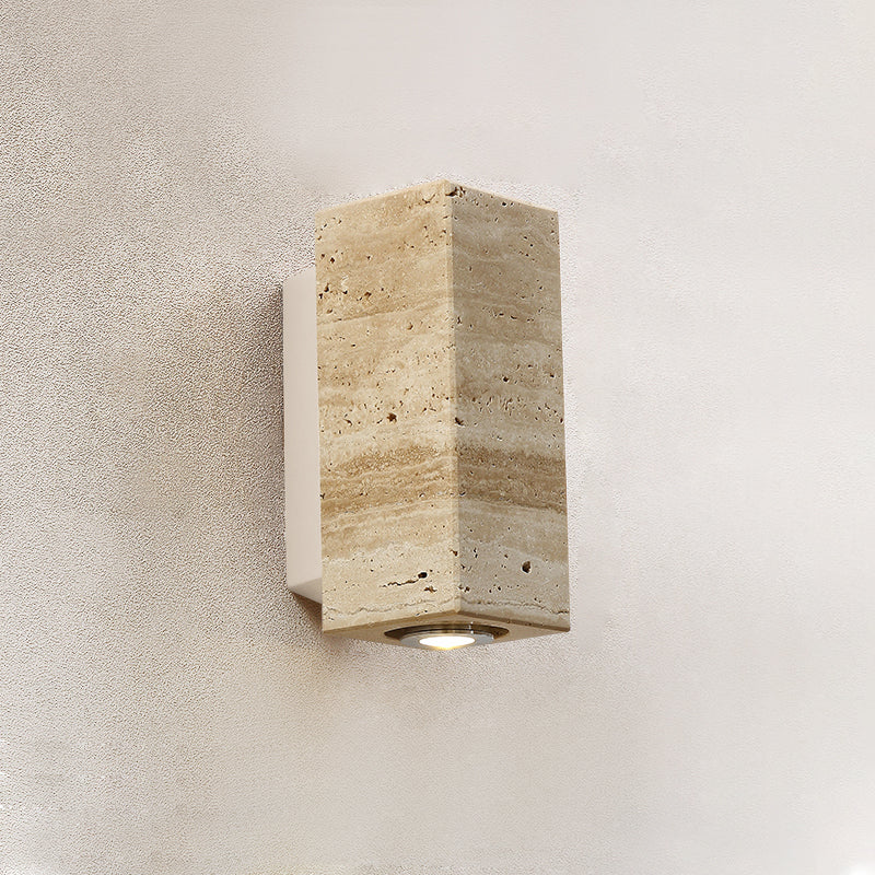Marec Wall Lamp - Solid Wood & Natural Travertine Sconce