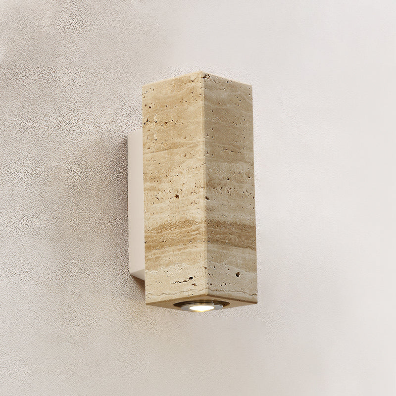 Marec Wall Lamp - Solid Wood & Natural Travertine Sconce