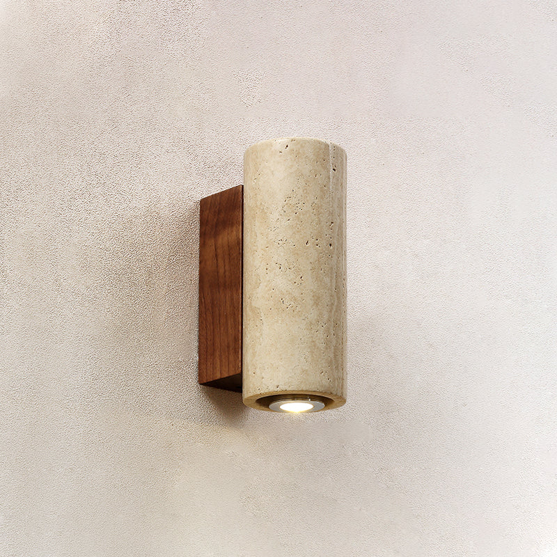 Marec Wall Lamp - Solid Wood & Natural Travertine Sconce