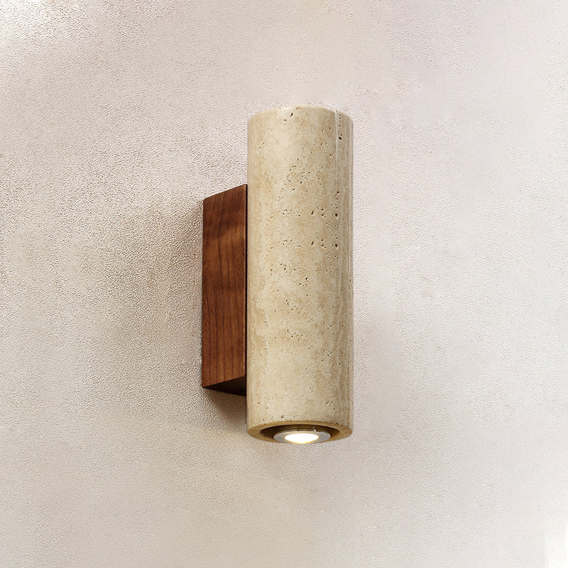 Marec Wall Lamp - Solid Wood & Natural Travertine Sconce