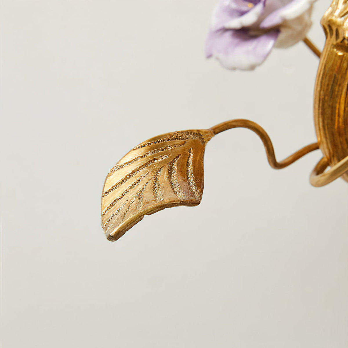 Marguerite Flowers Chandelier - French Provincial Brass & Ceramic Floral Pendant
