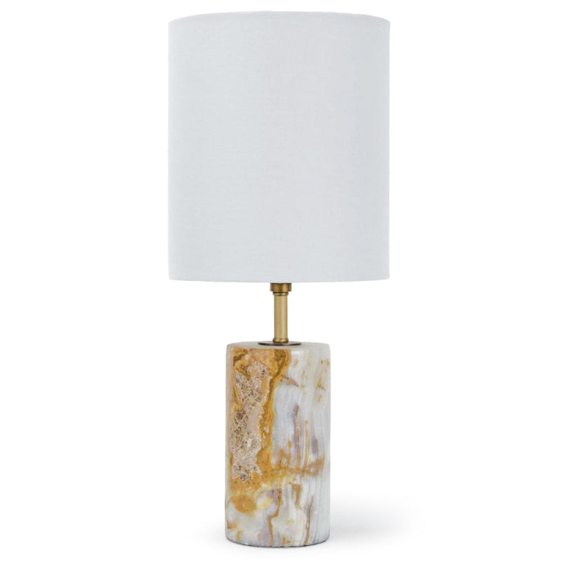 Maricopa Stone Table Lamp - Solid Natural Jade Stone & Linen Drum Light