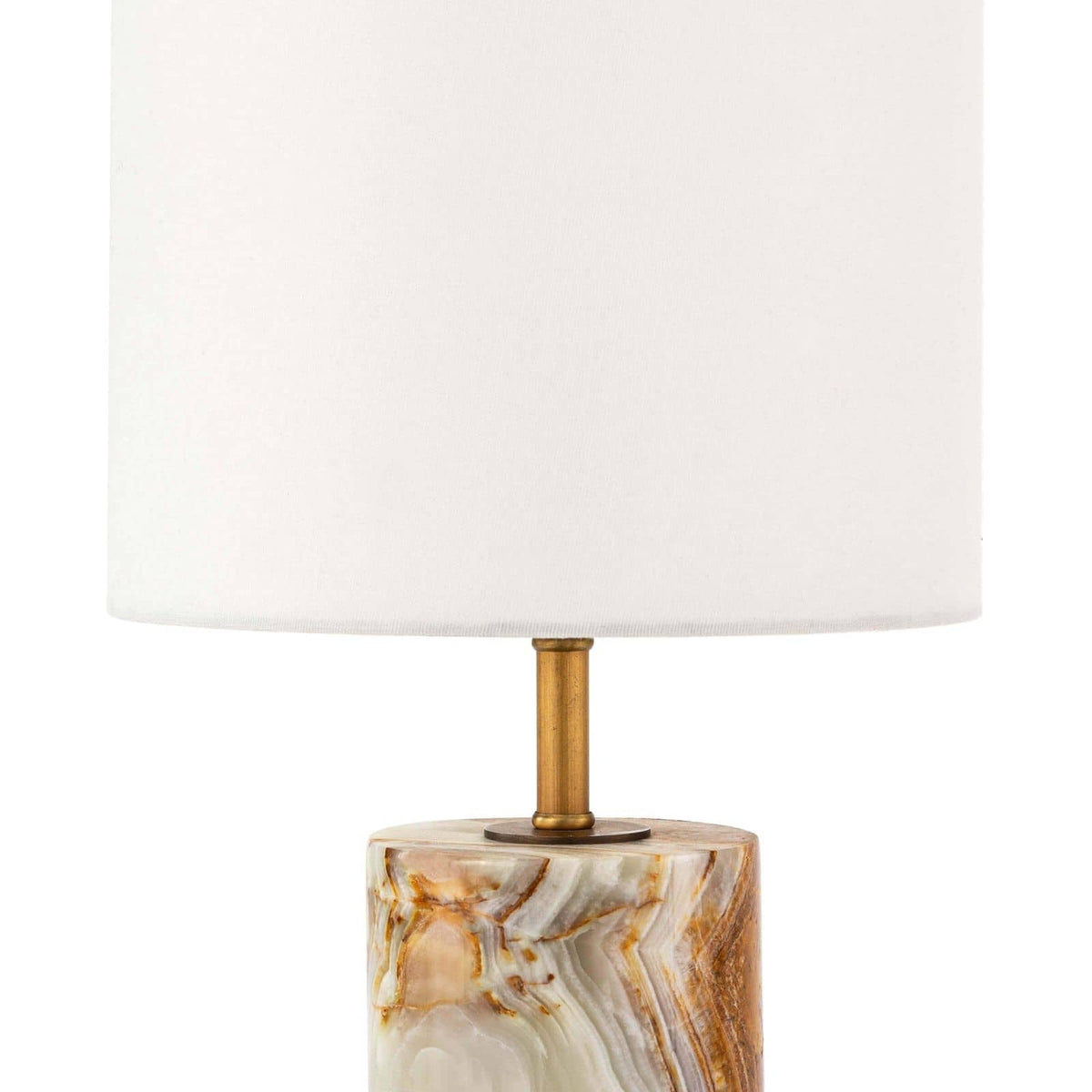 Maricopa Stone Table Lamp - Solid Natural Jade Stone & Linen Drum Light