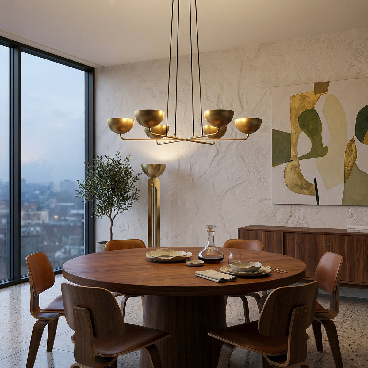 Callisto Brass Chandelier – Adjustable Multi-Disc Brass Chandelier