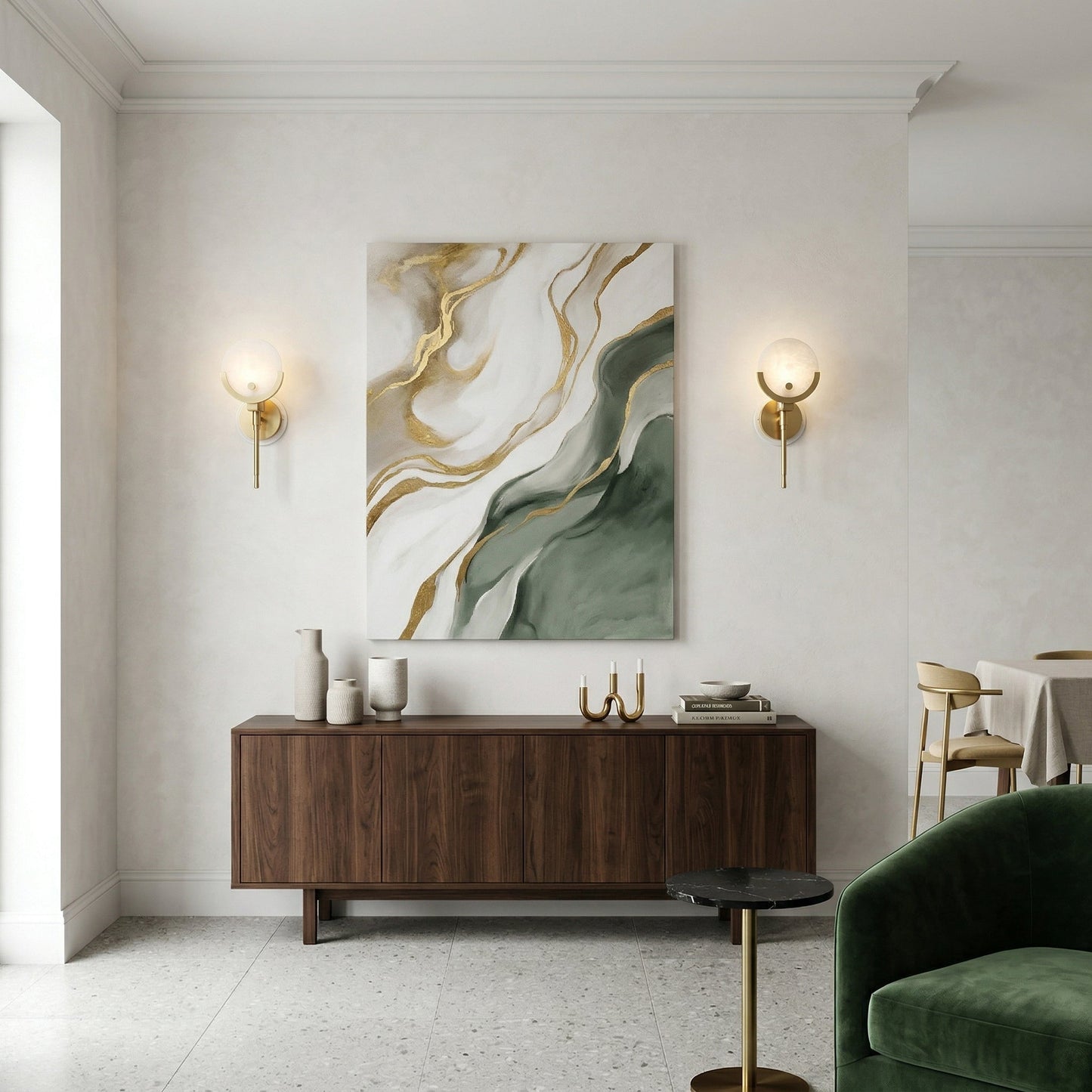 Ava Brass Alabaster Sconce | Modern Minimalist Natural Stone Wall Light