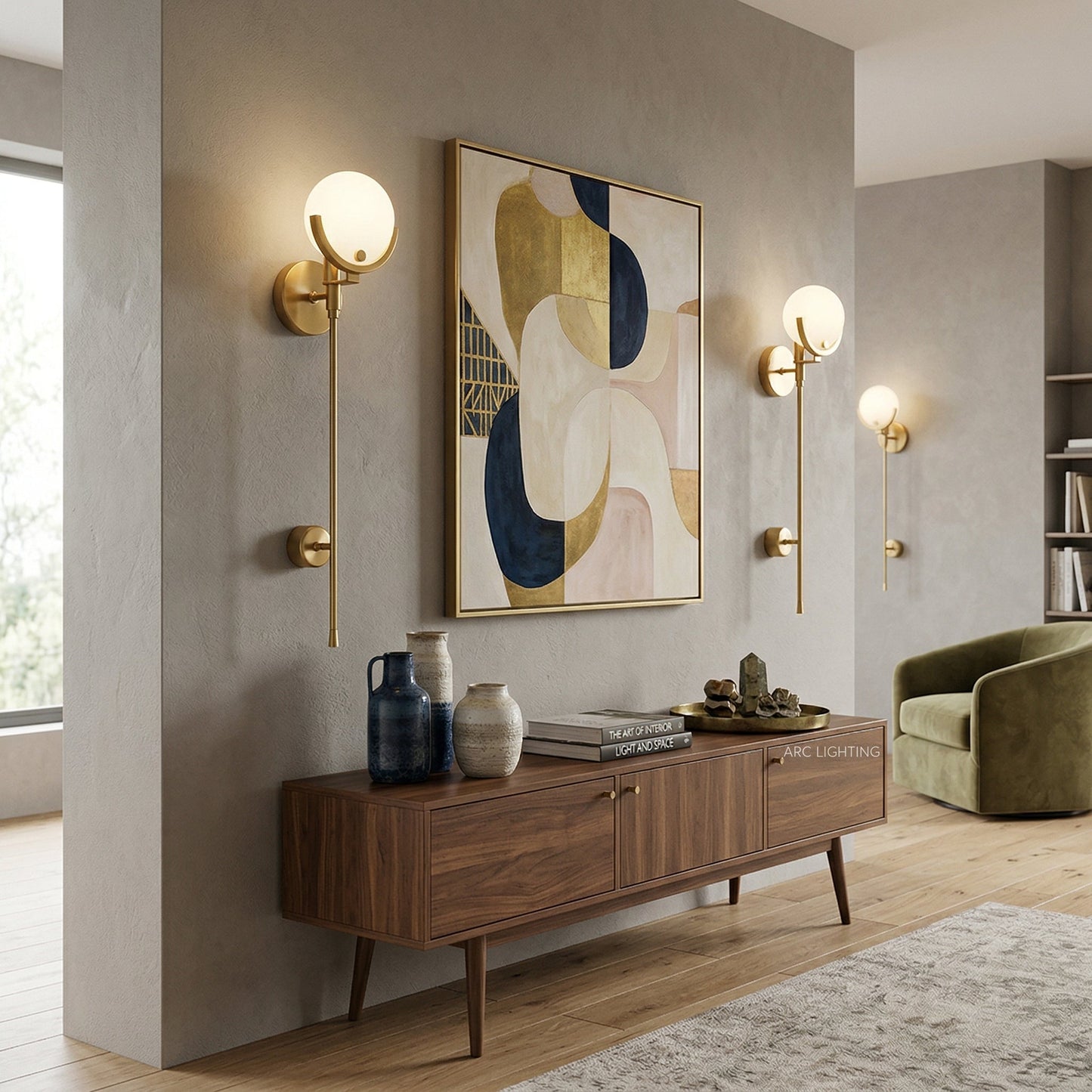 Ava Brass Alabaster Sconce | Modern Minimalist Natural Stone Wall Light