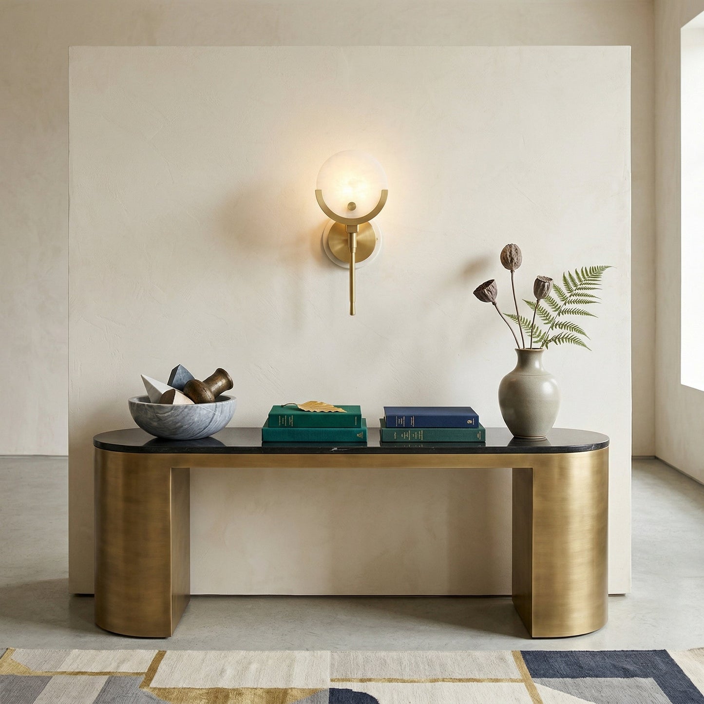 Ava Brass Alabaster Sconce | Modern Minimalist Natural Stone Wall Light