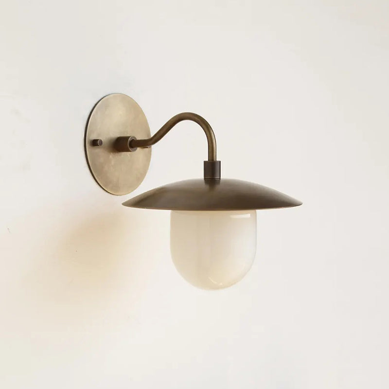 Marie Petite Wall Lamp - Antique Brass & Opal Glass Sphere Sconce