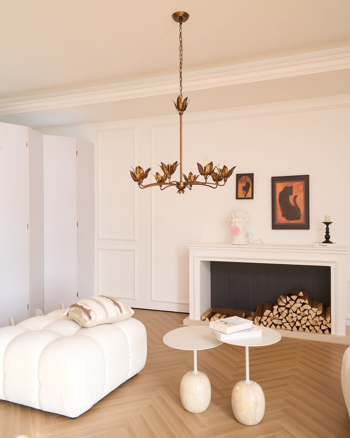 Mariella Tulip Chandelier - Forged Iron Copper 8-Light Botanical Pendant