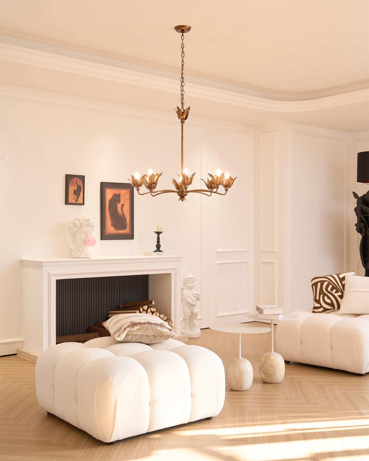 Mariella Tulip Chandelier - Forged Iron Copper 8-Light Botanical Pendant