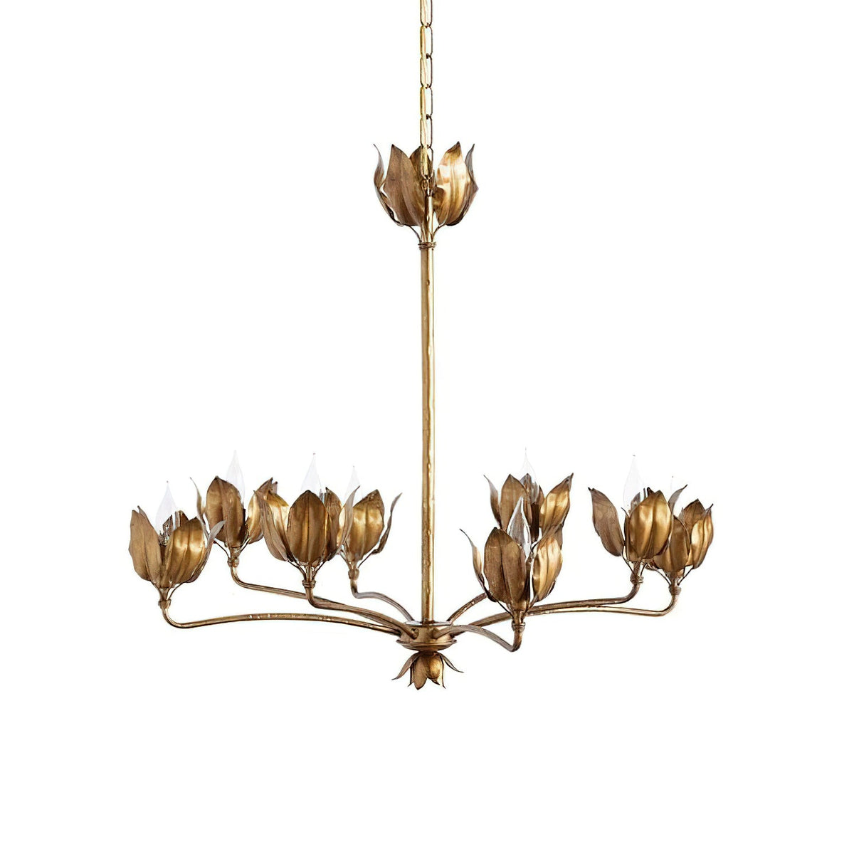 Mariella Tulip Chandelier - Forged Iron Copper 8-Light Botanical Pendant