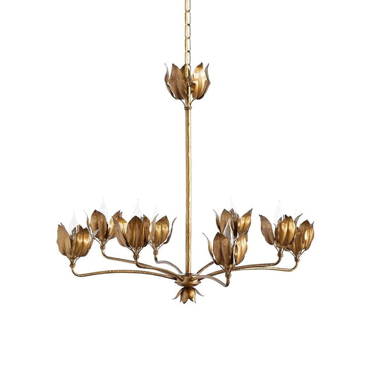 Mariella Tulip Chandelier - Forged Iron Copper 8-Light Botanical Pendant