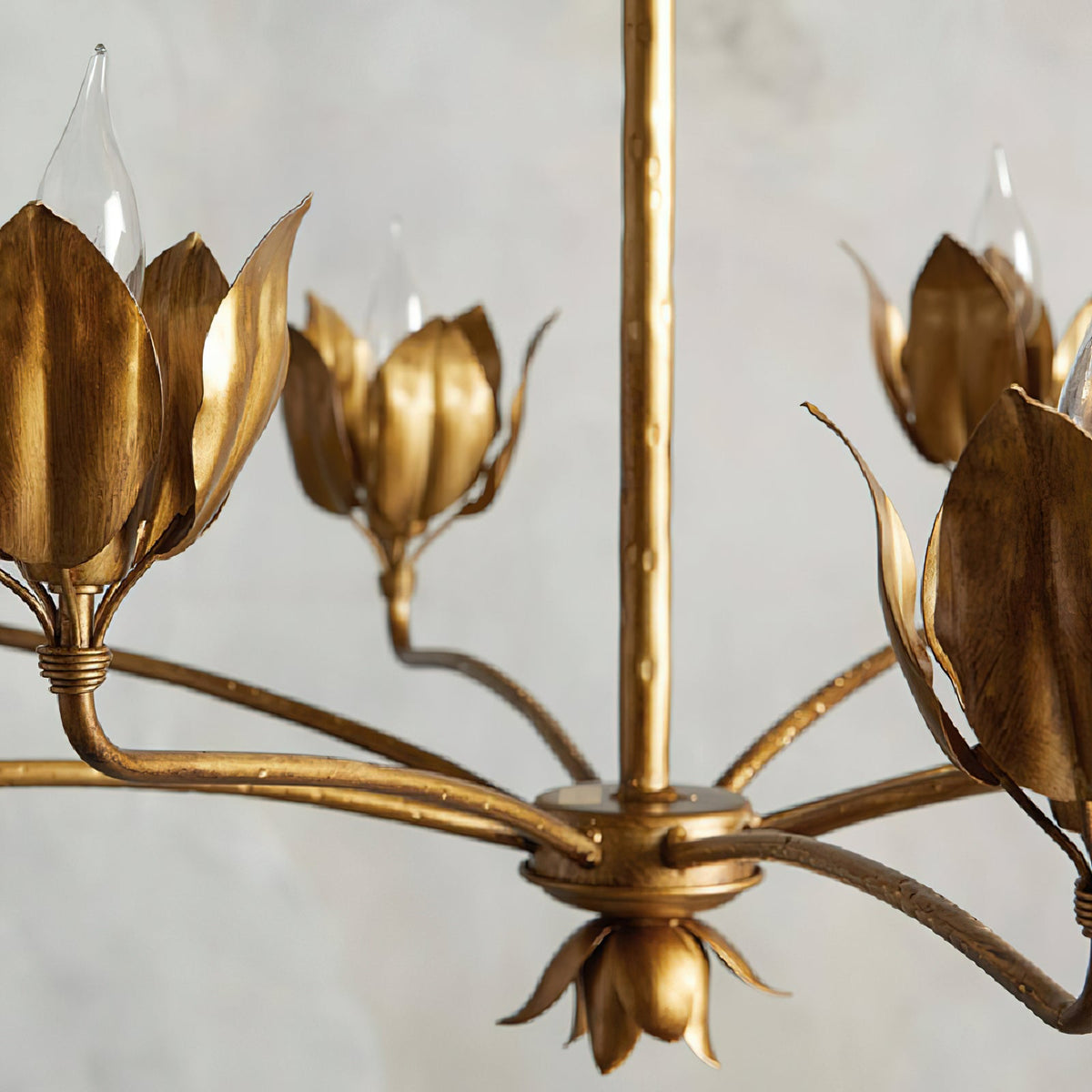 Mariella Tulip Chandelier - Forged Iron Copper 8-Light Botanical Pendant