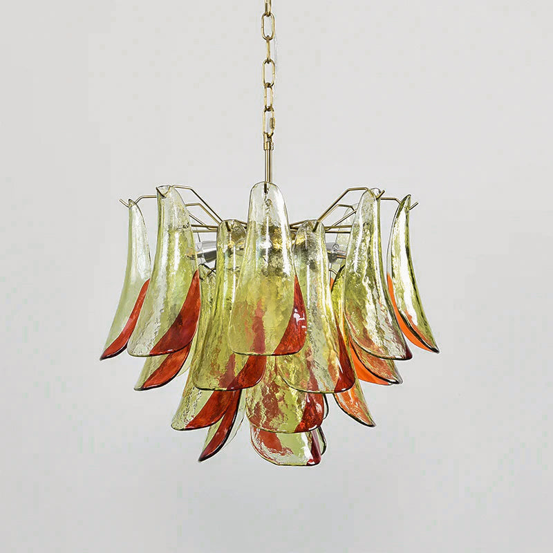 Marielle Murano Chandelier - Gradient Stained Glass Botanical Pendant