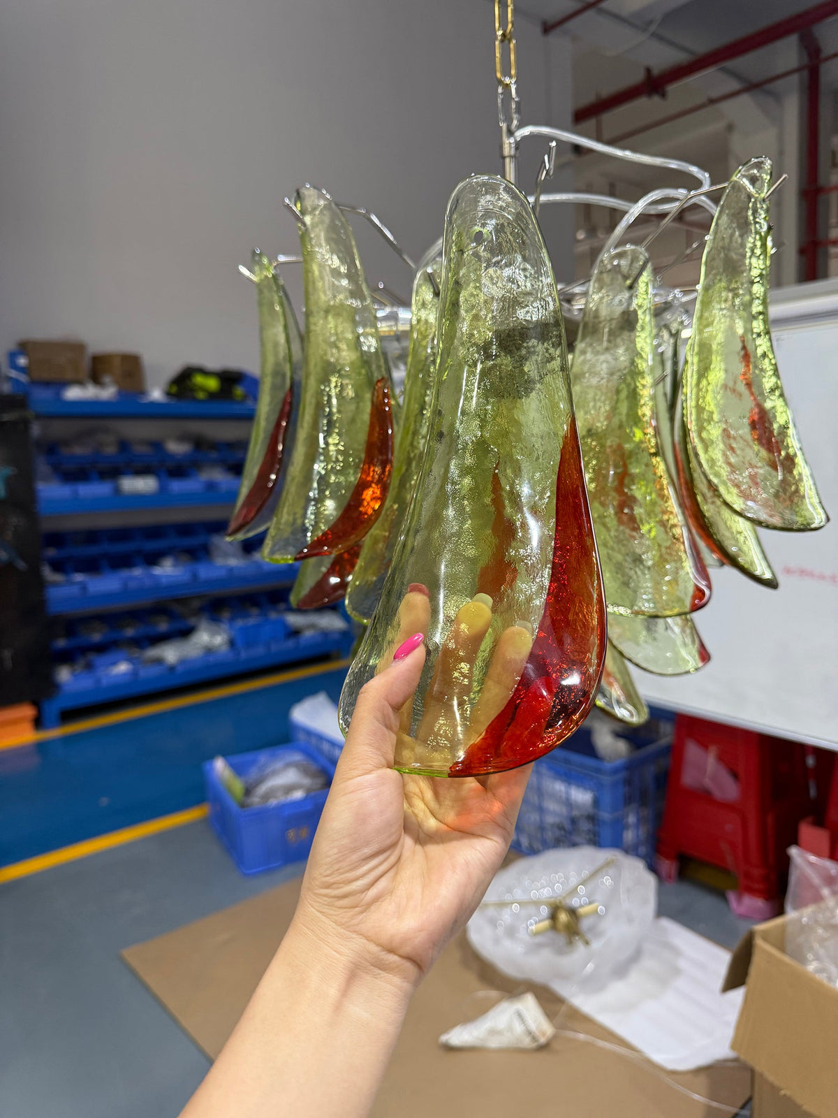 Marielle Murano Chandelier - Gradient Stained Glass Botanical Pendant