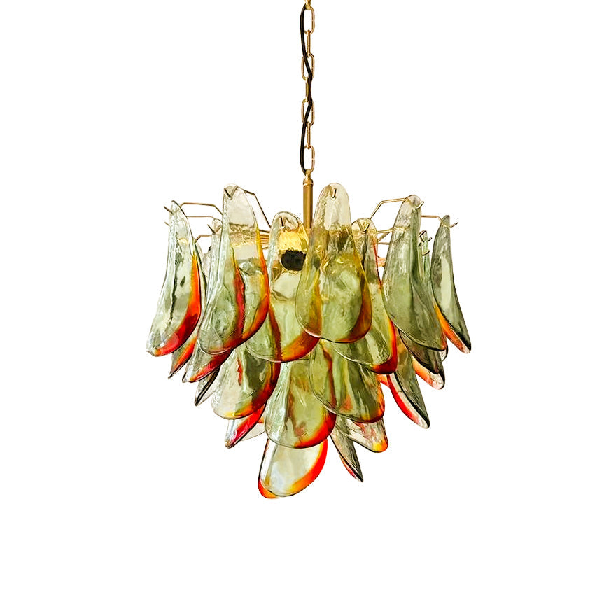 Marielle Murano Chandelier - Gradient Stained Glass Botanical Pendant