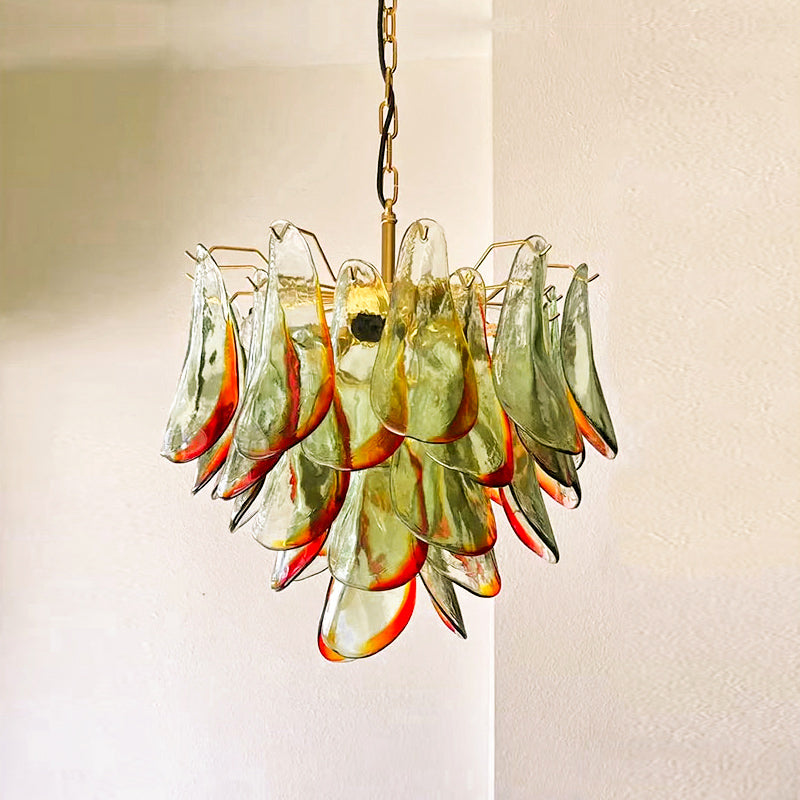 Marielle Murano Chandelier - Gradient Stained Glass Botanical Pendant