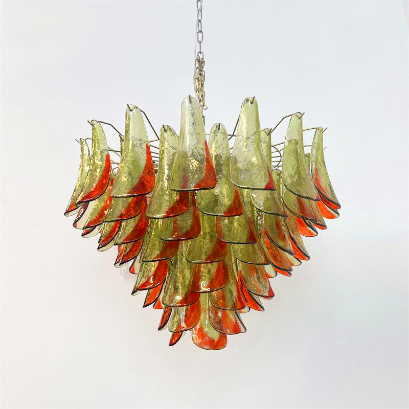 Marielle Murano Chandelier - Gradient Stained Glass Botanical Pendant