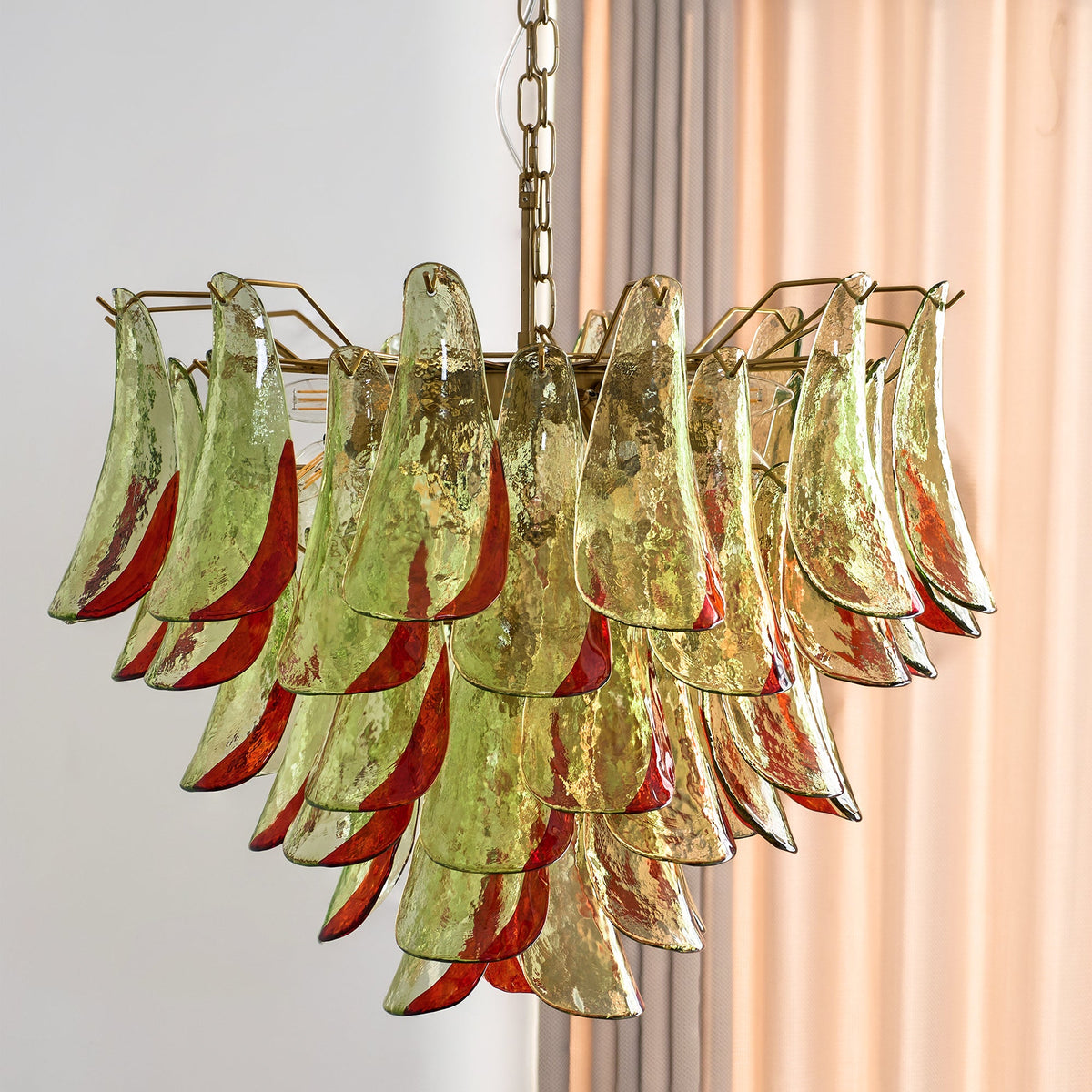 Marielle Murano Chandelier - Gradient Stained Glass Botanical Pendant