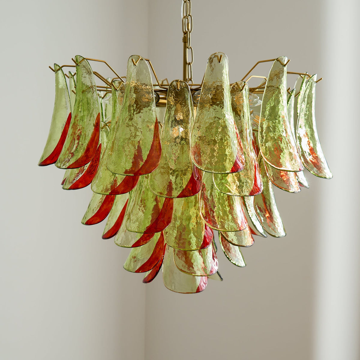 Marielle Murano Chandelier - Gradient Stained Glass Botanical Pendant