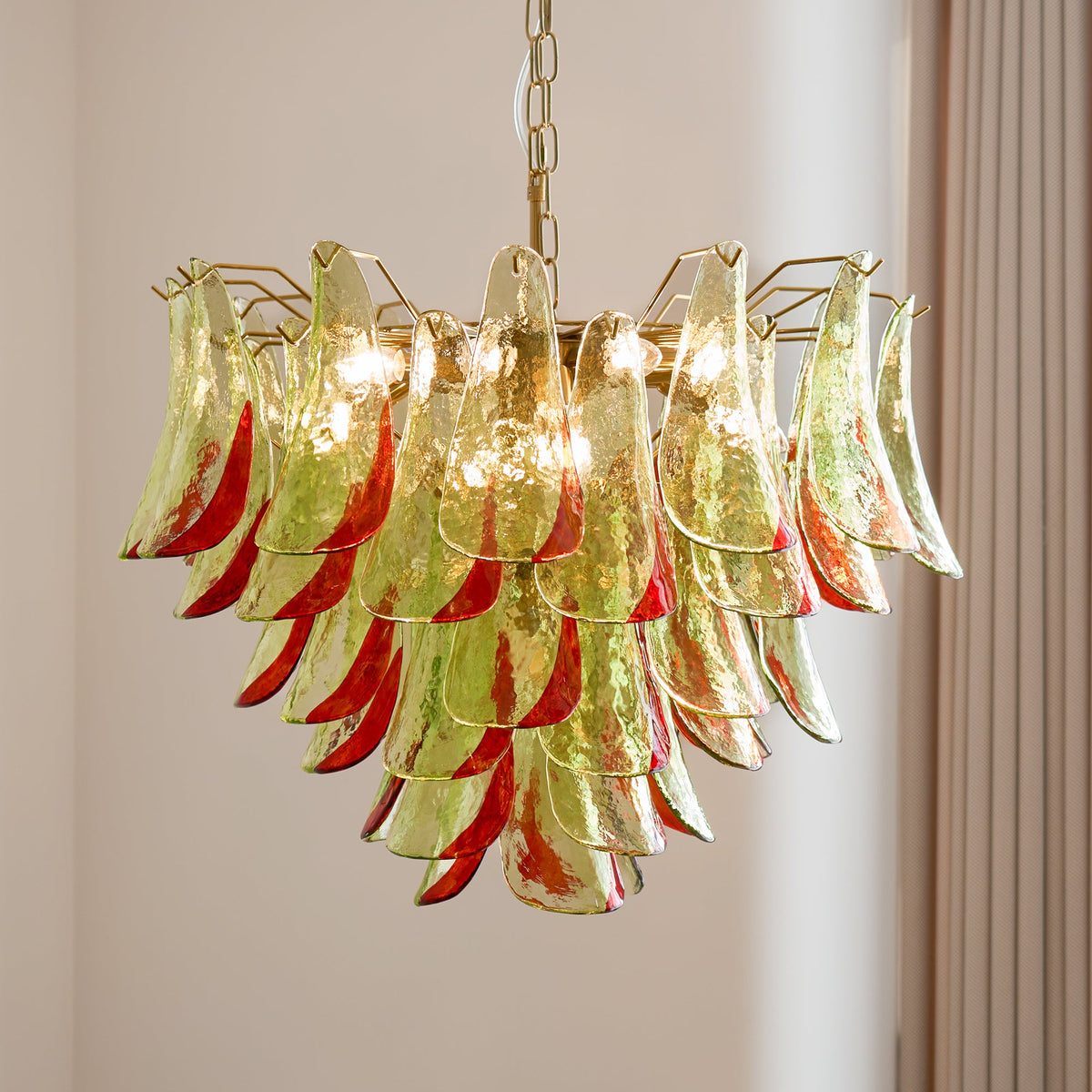 Marielle Murano Chandelier - Gradient Stained Glass Botanical Pendant