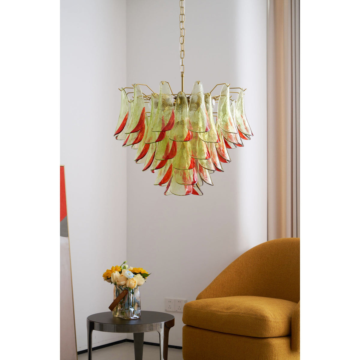Marielle Murano Chandelier - Gradient Stained Glass Botanical Pendant