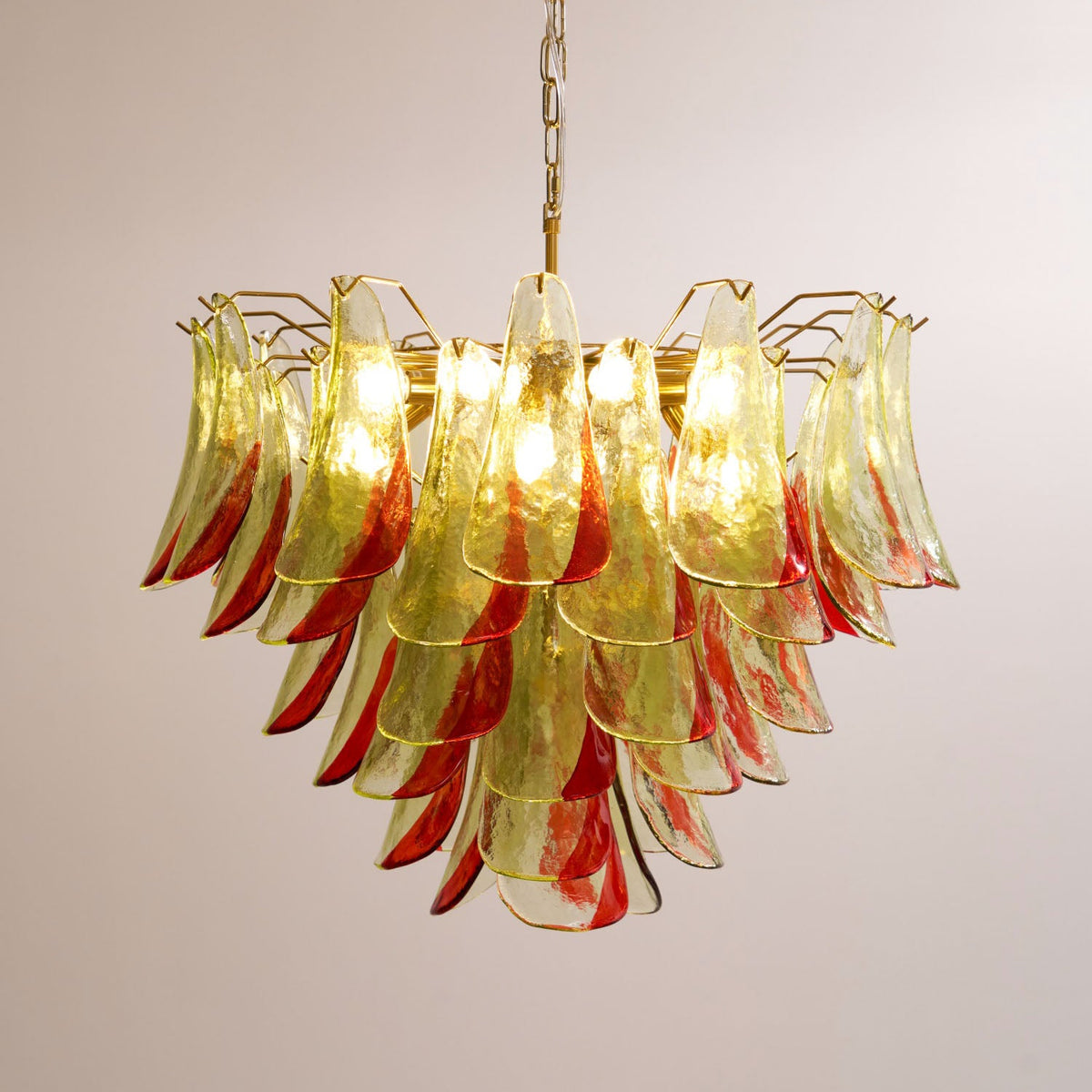 Marielle Murano Chandelier - Gradient Stained Glass Botanical Pendant