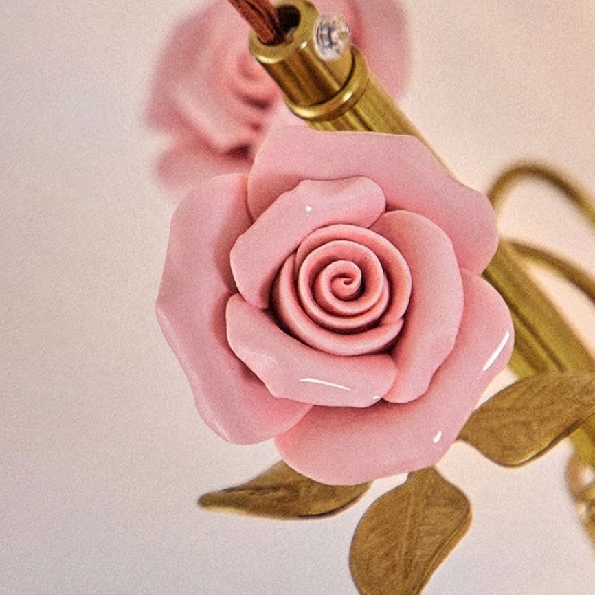 Marilee Wall Lamp - Brass & Glass Sconce with Ceramic Flower Accents