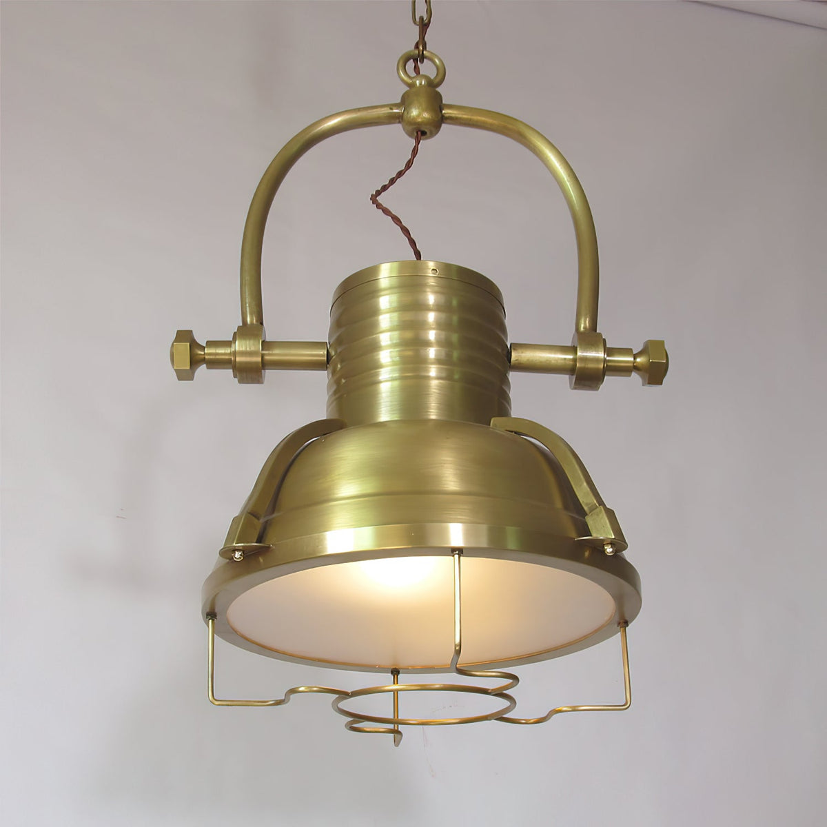 Marina Pendant Light - Texturized Glass Wave Pendant in Bronze & White